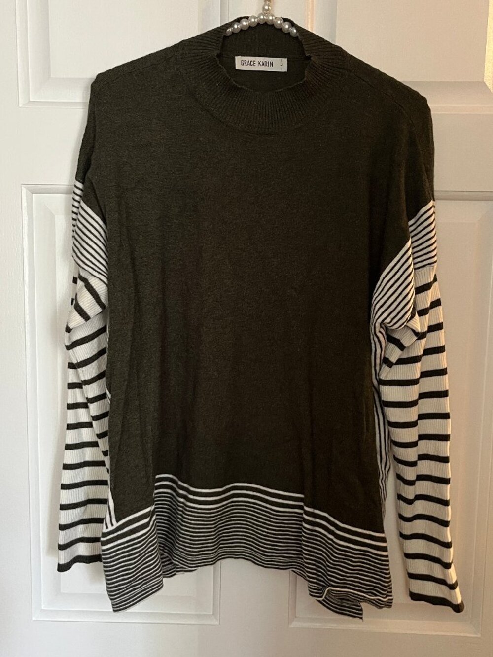 Grace Karin Ladies Mock Neck Long Sleeve Knit Sweater Size L
